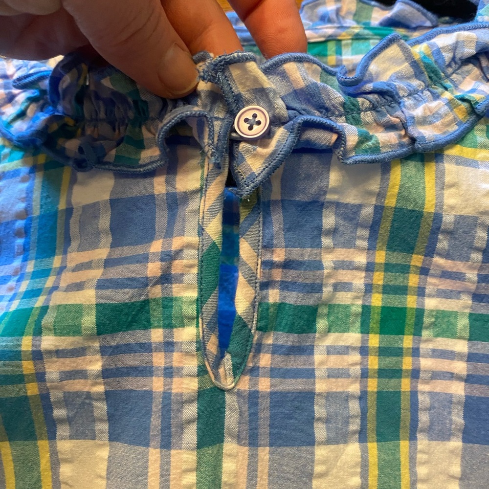 Kim Rogers Blue, Green and White Plaid Ruffle-Trim Midi Dress - Picture 7 of 9